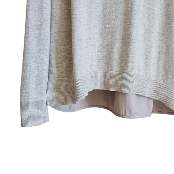 Banana Republic Sweater Shirt VNeck Merino Wool Blend Grey Women's Large - Picture 3 of 8